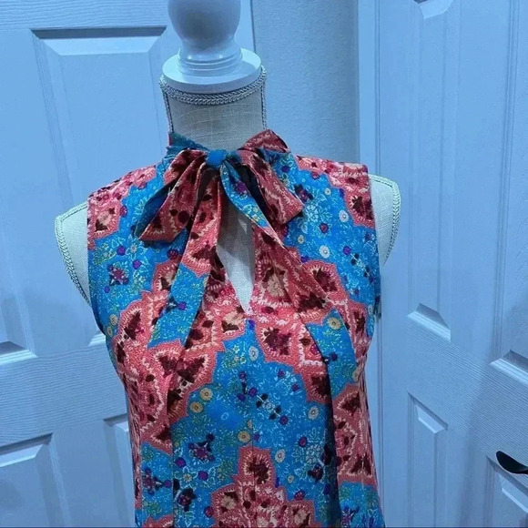 Anthropologie Uncle Frank Mini neck tie key hole back sleeveless dress - Picture 5 of 11